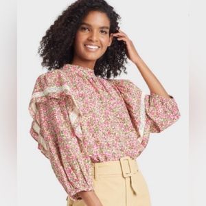 Who What Wear English Floral Blouse